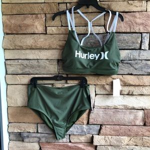 Hurley olive green logo bikini swimsuit NWT 1X